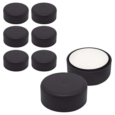 Afbeelding van 8 stuks in hoogte verstelbare meubelpoten, rond, diameter 55 mm, materiaal: kunststof, installatie door sticker (8, mat zwart)