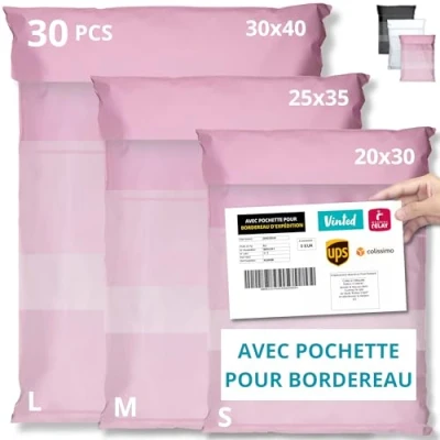 Afbeelding van EMBALLAX 30 Vinted pakketten Opbergtas Maat S/M/L OOK/ULTRALICHT/WATERDICHT Kunststof verzendenvelop Kleding, Doos/Karton Postzakje Zak