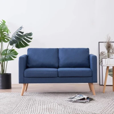 Afbeelding van Tweezitsbank stof blauw