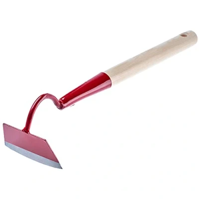 Afbeelding van KADAX Hoes met metalen kop, mop houten handvat, voor het verwijderen van onkruidkruiden, tuinaccessoires onkruid (trapeziumvormig, kort, rood)