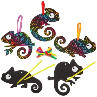 Afbeelding van Baker Ross FN190 Kameleon Scratch Art Decoraties 10 stuks, Crafts for Kids, Kids Pictures
