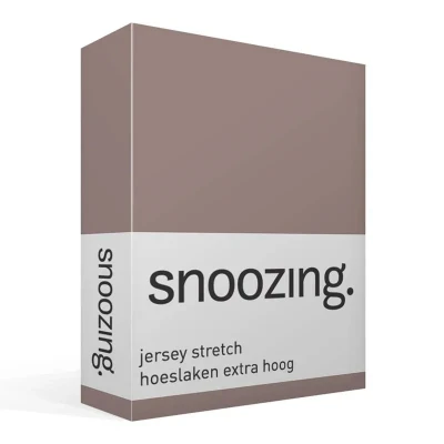 Afbeelding van Snoozing Jersey Stretch Hoeslaken Extra Hoog Lits jumeaux 160/180x200/220 cm Taupe