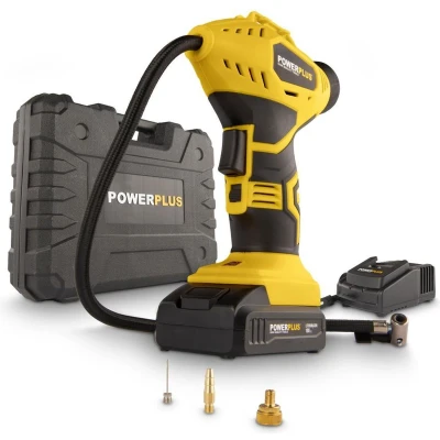 Afbeelding van Powerplus POWX1700 Accu Compressor Luchtcompressor 18V 8 bar Incl. 1 x 1,5Ah Accu, lader, koffer en accessoires