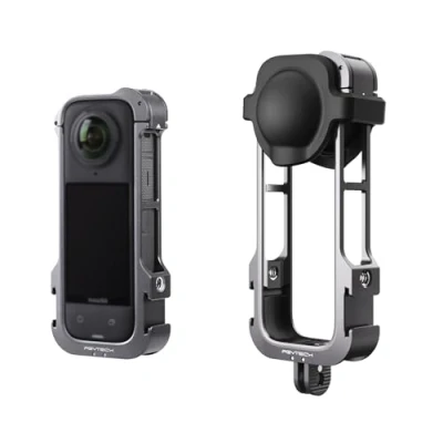 Afbeelding van PGYTECH Aluminium camerakooi voor Insta360 X4, beschermhoes met siliconen lenskap, Rig Behuizing Frame 1/4 inch Draad, Cold Shoe Mount GoPro en Andere Action Camera accessoires