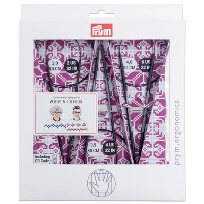 Afbeelding van Prym Arne &amp; Carlos 215010 carbon rondbreinaalden, 3,0 4,0 mm, zwart/paars
