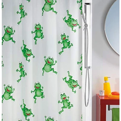 Afbeelding van SPIRELLA douchegordijn decor FROGTIME GROEN Polythileen Vinyl 180 x 200 cm