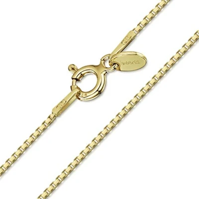 Afbeelding van Amberta Damesketting 925 Sterling zilver verguld 18K Venetiaanse schakelketting 1 mm, Zilver, Zonder steen