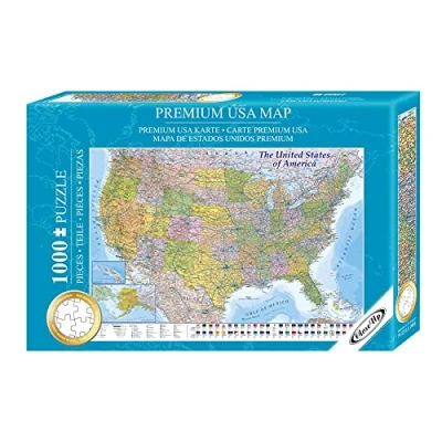 Afbeelding van Close Up Puzzel USA 1000 stukjes Amerika 68 x 48 cm Premium Map 2021 MAPS IN Minutes