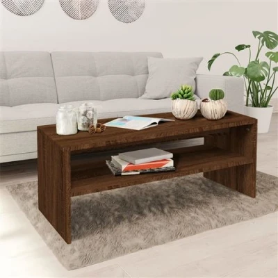 Afbeelding van Salontafel 100x40x40 cm bewerkt hout bruin eikenkleur
