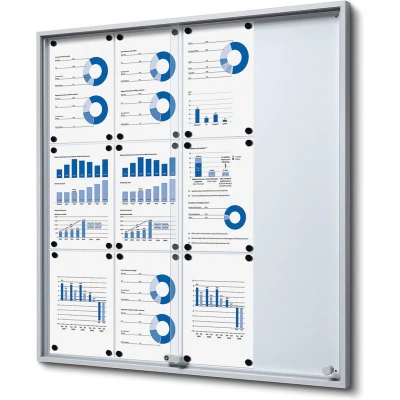 Afbeelding van Vergrendelbaar Notitiebord met Schuifdeuren Slim 12x A4 Syna SCSLG12XA4 Horeca &amp; Professioneel