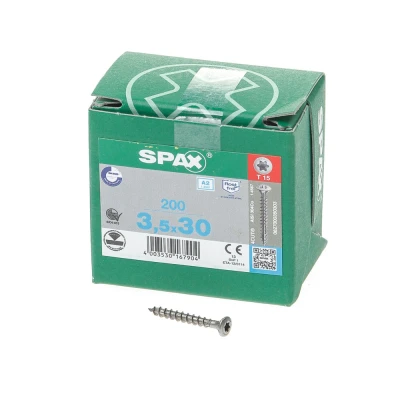 Afbeelding van Spax spaanplaatschroeven lenskop RVS T Star T15 3.5x30mm (per 200 stuks)