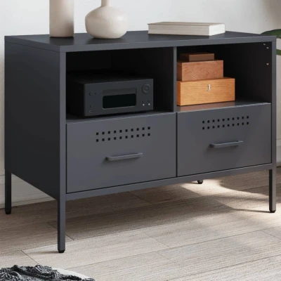 Afbeelding van Tv meubel 68x39x50,5 cm koudgewalst staal antracietkleurig