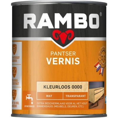 Afbeelding van Rambo Pantserbeits Schuur &amp; Tuinhuis Transparant Zijdeglans Kleurloos 0000 0,75 liter Blanke lak Beits
