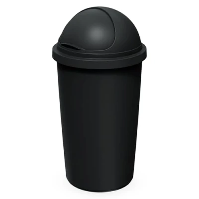 Afbeelding van Spetebo XXL afvalemmer met koepeldeksel, zwart, 50 liter, ronde schuifdeksel, verzamelafvalemmer, grote recyclebare