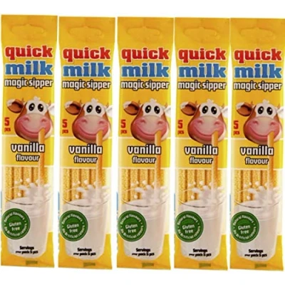 Image de Quick Milk Lot de 5 pailles lait magiques à la vanille