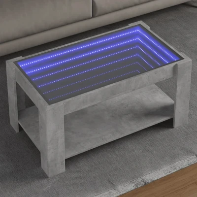 Afbeelding van Salontafel met LED 93x53x45 cm bewerkt hout betongrijs