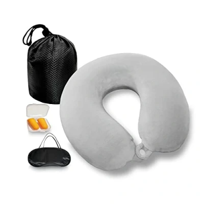 Afbeelding van NavoX Reiskussen van traagschuim voor op reis met slaapmasker/oorplug/tas, lichtgewicht nekkussen camping, auto, kantoor