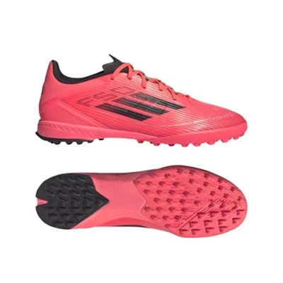 Afbeelding van adidas Performance F50 League TURF Voetbalschoenen voor kunstgras, Heren, Maat: 46, Turbo/aurora black/platin metallic Textiel/ synthetisch