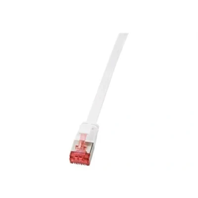 Image de LogiLink SlimLine Cordon de raccordement RJ 45 (M) pour 50 cm U/FTP PiMF CAT 6 moulé sans crochet plat blanc