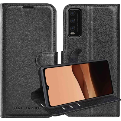 Afbeelding van Cadorabo Hoesje geschikt voor Vivo Y20s in PHANTOM ZWART Beschermhoes met magnetische sluiting, standfunctie en kaartvakje Book Case Cover Etui