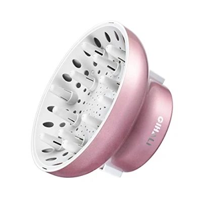 Afbeelding van GIHALI Zeer robuuste universele diffuser voor krullend en golvend haar, accessoires haardroger, 4,4 6,6 cm, portemonnee, anti kroes (roségoud)
