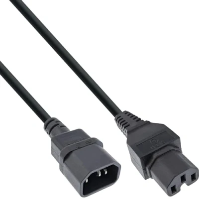 Afbeelding van InLine 16811 verlengkabel warmtestecker recht C15 naar bus C14, 2 m, zwart
