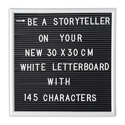 Afbeelding van Relaxdays letterbord 30x30 decoratie memoboard letter board vierkant wit
