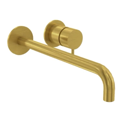 Afbeelding van Waterevolution Flow inbouw wastafelkraan geborsteld messing met uitloop 10cm T116BBB 10