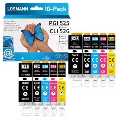 Afbeelding van LOSMANN PGI 525 CLI 526 inktpatronen compatibel Canon voor PIXMA MG5140 MG5350 MG5150 MG5250 IP4850 IP4950 IX6550 MX885 MX715 MG6150 MG6255 0 Mm X899.5 MG8150 MG8250 (10 stuks)