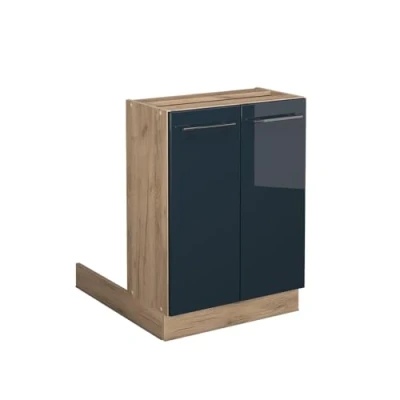 Afbeelding van Vicco Keukeneiland Fame Line, Donkerblauw hoogglans/Krachtige eik goud, 60 cm zonder werkblad