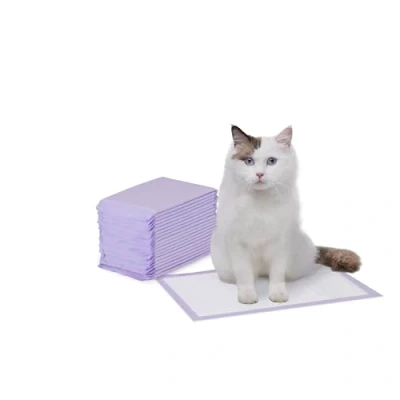 Image de Amazon Basics Lot de 20 tapis pour bac à litière, senteur citron, violet et blanc