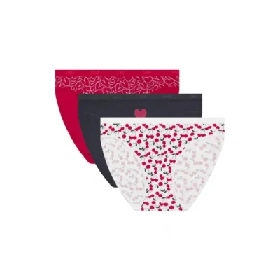 Afbeelding van DIM Les Pockets Comfortabele katoenen damesslip, 3 stuks, Cheri Set