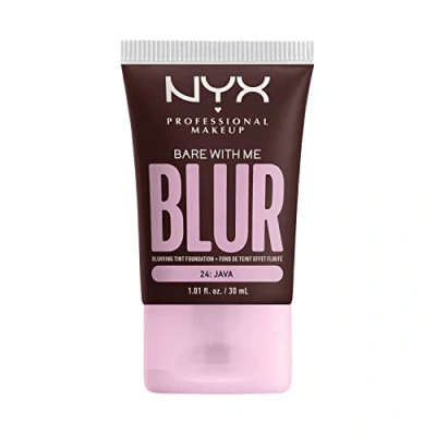 Image de NYX Professional Makeup Fond de Teint Effet Flouté Bare With Me Blur, Couvrance Moyenne, Fini Mat Naturel, Niacinamide, Matcha &amp; Glycérine, Hydratation Jusqu&#039;A 12H, Teinte : Java (24)