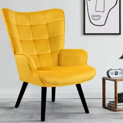 Image de Fauteuil scandinave ANIA velours jaune
