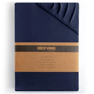 Image de DecoKing Drap Housse 80x200 90x200 cm 100% Coton Peigné Jersey Doux 80x200cm 90x200cm Bleu Foncé Amber