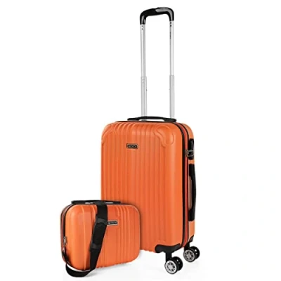Image de ITACA Valise Cabine 55x40x20 Rigide Légère à Roulette 4 Roues Pivotantes avec Cadenas Combinaison Bagage Idéal pour Voyager en Avion Petite Compacte Compatible Ryan, Tangarine