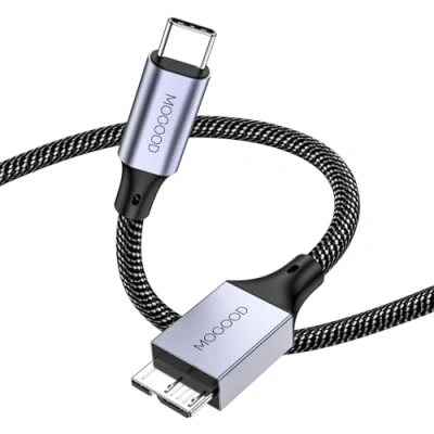 Afbeelding van MOGOOD USB C naar Micro 3.0 kabel (0,5 m), type 3.0, harde schijfkabel, Plug B stekker, compatibel met Seagate, WD, Toshiba, draagbare externe schijf,
