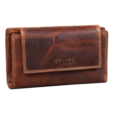 Afbeelding van STILORD Ira Lederen Portemonnee Vrouwen RFID Vintage Kaarthouder NFC Bescherming Echt Portemonnee, Salerno Bruin, stijl