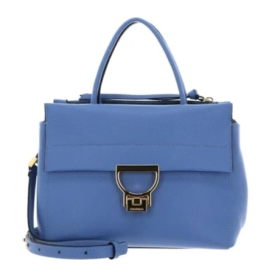Afbeelding van COCCINELLE Leren Handtas Schoudertas Arlettis Handbag Grained Leather Azul Blauw