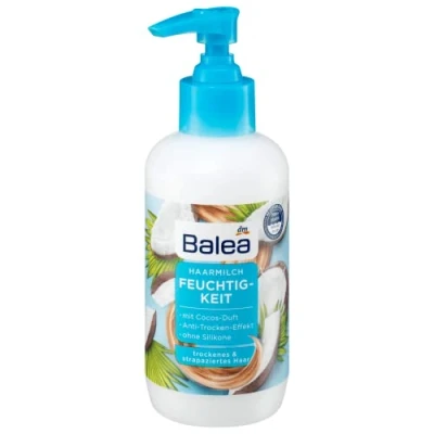 Afbeelding van Balea Vochtinbrengende haarmelk, kokos en papajageur, anti droogeffect, ideaal voor droog beschadigd haar, siliconenvrij veganistisch, 200 ml
