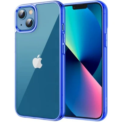 Afbeelding van JETech Beschermhoes voor iPhone 13 6,1 inch, schokbestendig, krasbestendig, transparante achterkant (blauw)