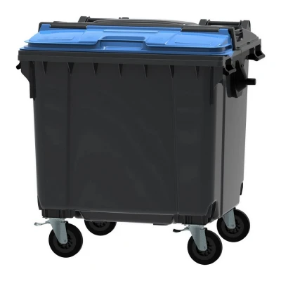 Afbeelding van Container 1100 liter split deksel grijs/blauw