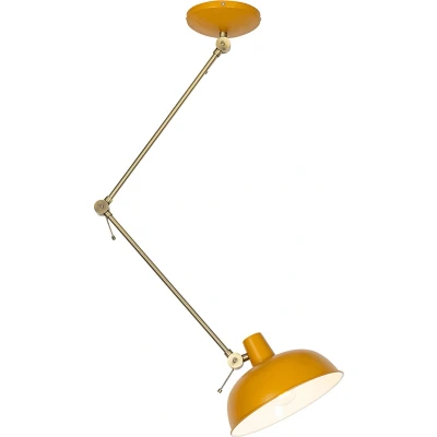Afbeelding van QAZQA Retro plafondlamp geel met brons Milou