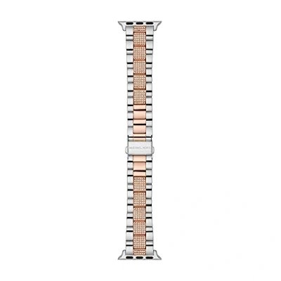 Afbeelding van Michael Kors Apple Strap Horloge accessoires, Dames, Maat: One Size, Silver/rose