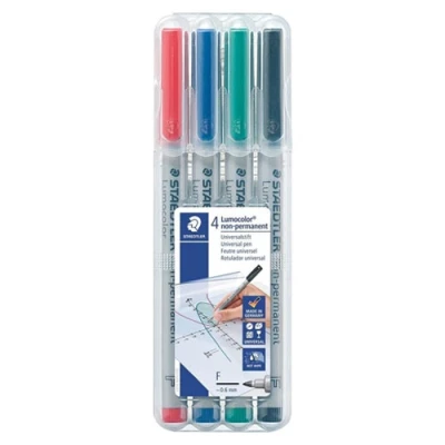 Afbeelding van Set Staedtler OHP Lumocolor niet permanent markers, gekleurd (zwart/rood/blauw/groen)
