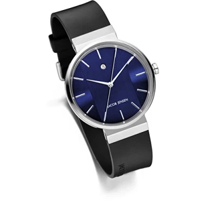 Afbeelding van Jacob Jensen 739 New Line horloge heren Blauw diameter 35 mm roestvrij staal