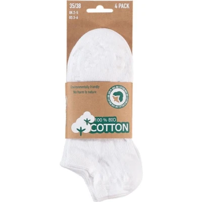 Afbeelding van Bio Cotton Basic Sneaker Sokken White 4 pack 000 39 42 Wit