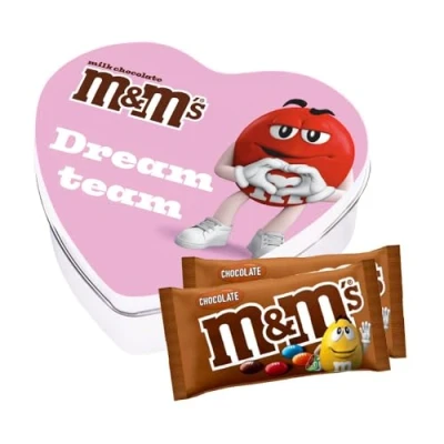 Afbeelding van M&amp;M&#039;s geschenkdoos hartje &#039;Dreamteam&#039; met chocoladesmaak chocoladecadeau 2 zakjes 90g
