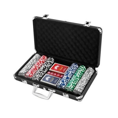 Afbeelding van COPAG® poker Set 300 Chips inclusief 2x 100% duurzame PVC Speelkaarten, 5 dobbelstenen en buttons