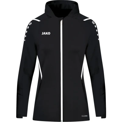 Afbeelding van JAKO Challenge dames sweatjack met capuchon, zwart/wit